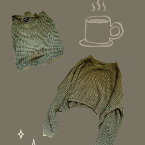 Green Knitted Cropped Sweater